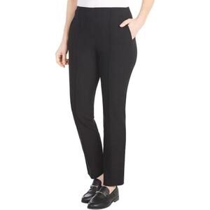 Hilary Radley Women's Mid Rise Slim Leg Built-in Tummy Control‎ Pants / Black/ S